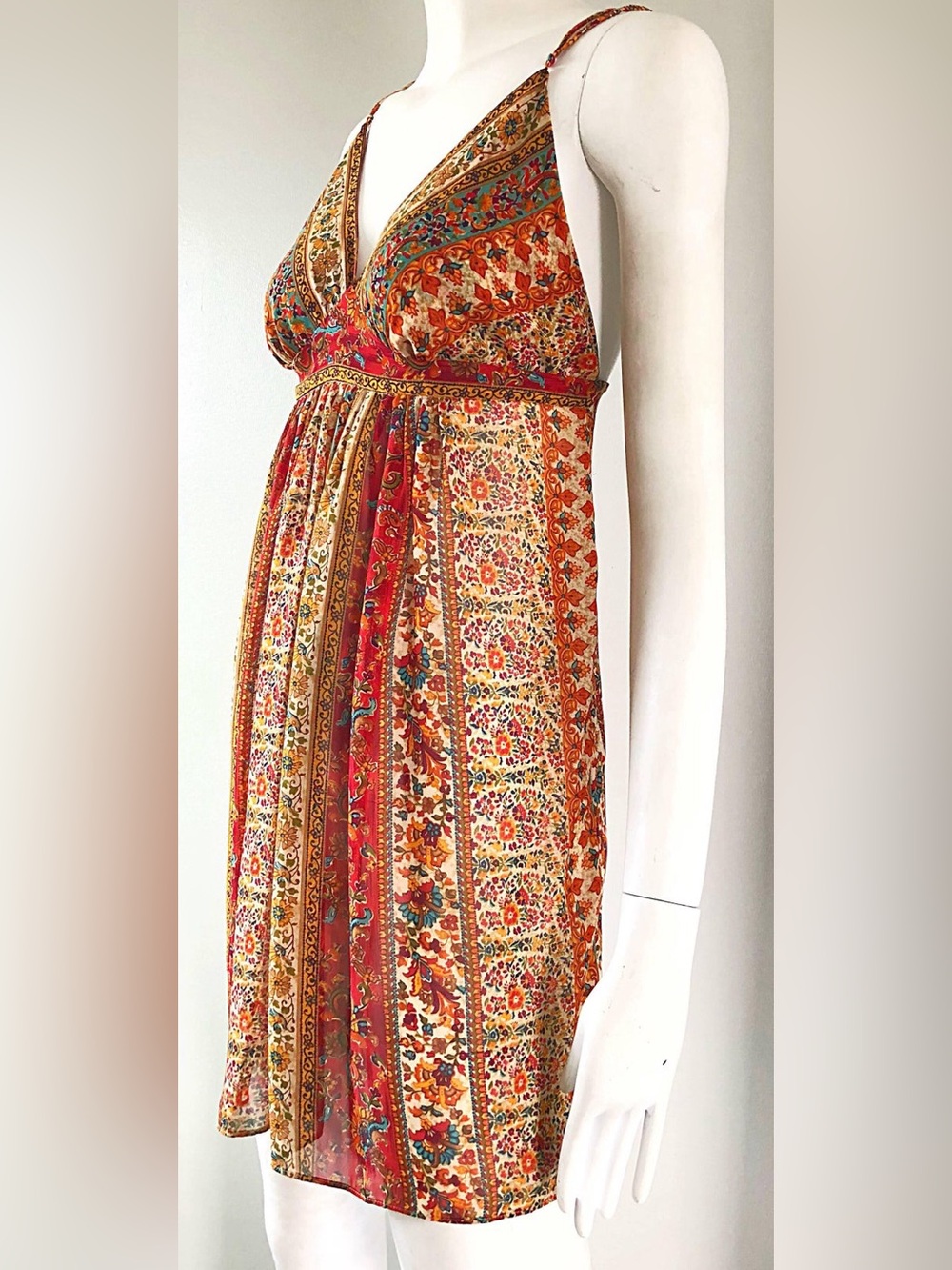 VINTAGE 1990s Oscar de la Renta Boho Empire Waist Babydoll Dress - large‎